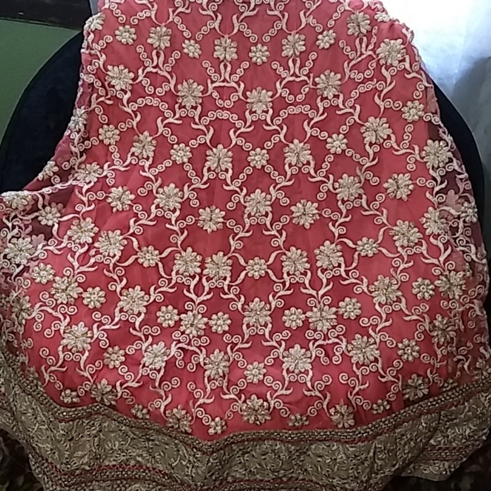 Lehenga/Choli/Peach and Gold